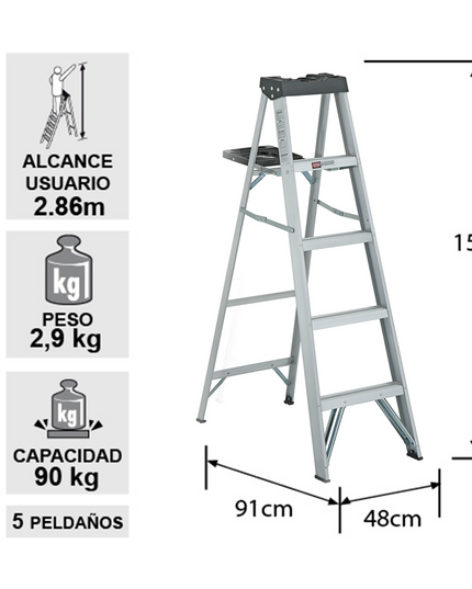 ESCALERA ALUMINIO TIJERA 1.52 M. (Modelo:2314-05)