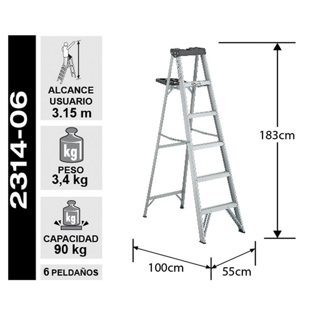 ESCALERA ALUMINIO TIJERA 1.83 M. (Modelo: 2314-06)