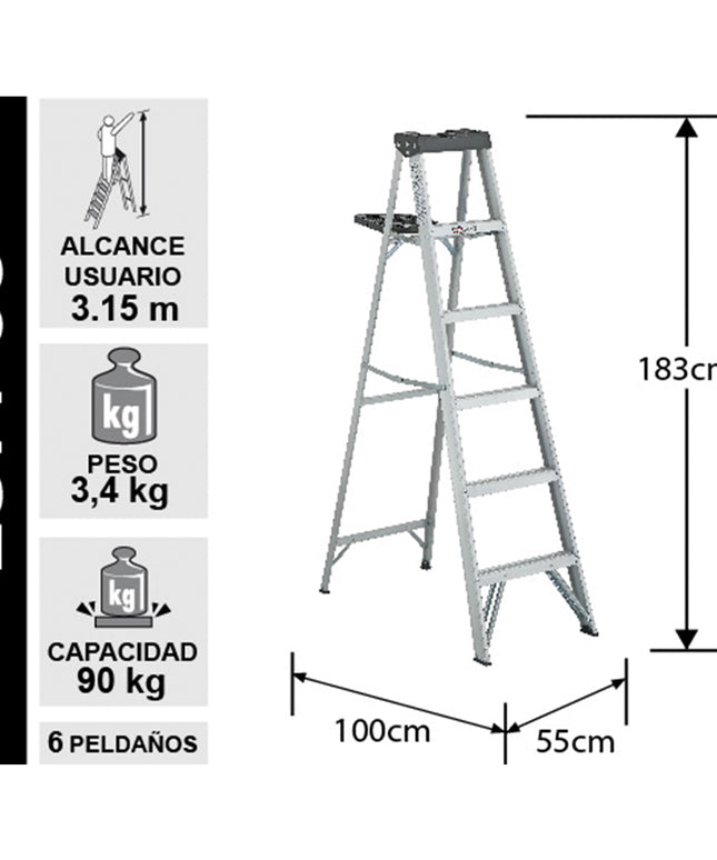 ESCALERA ALUMINIO TIJERA 1.83 M. (Modelo: 2314-06)