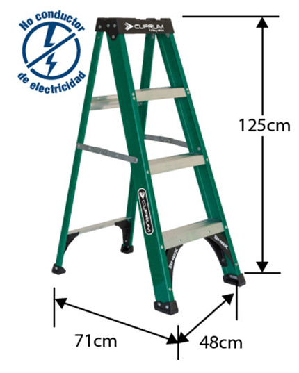 ESCALERA F. VIDRIO TIJERA 1.25 M. (Modelo: 3217-04)