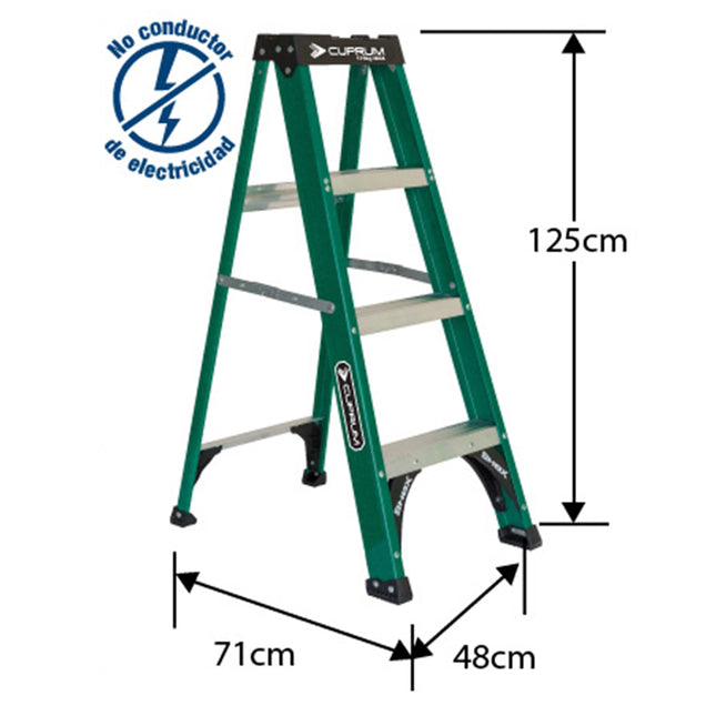 ESCALERA F. VIDRIO TIJERA 1.25 M. (Modelo: 3217-04)