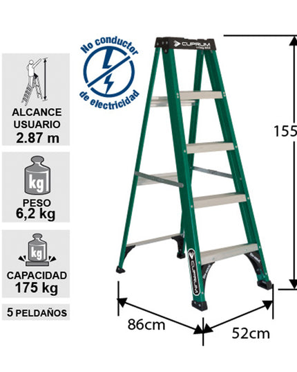 ESCALERA F. VIDRIO TIJERA 1.53 M. (Modelo: 3217-05)