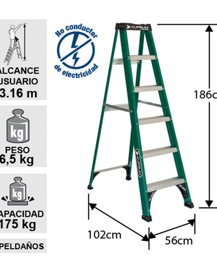 ESCALERA  F. VIDRIO TIJERA 1.83 M. (Modelo: 3217-06)