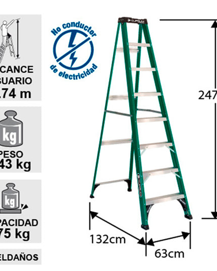 ESCALERA. F. VIDRIO TIJERA 2.44 M. (Modelo: 3217-08)
