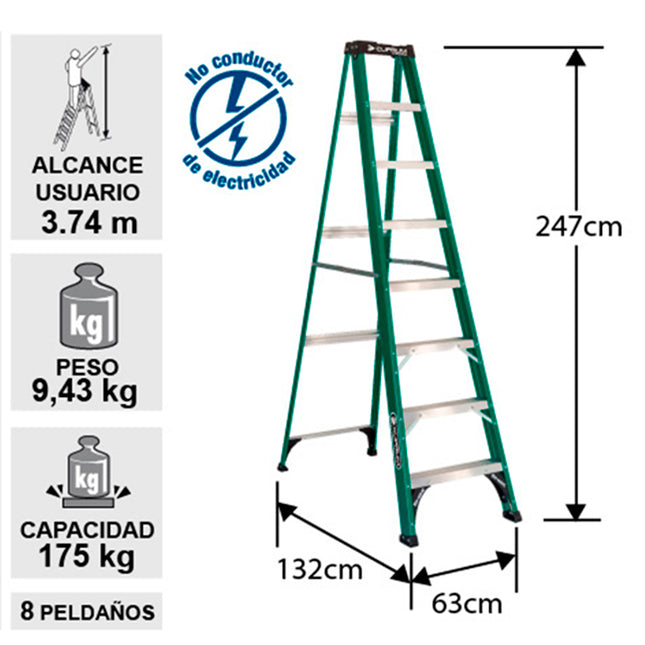 ESCALERA. F. VIDRIO TIJERA 2.44 M. (Modelo: 3217-08)
