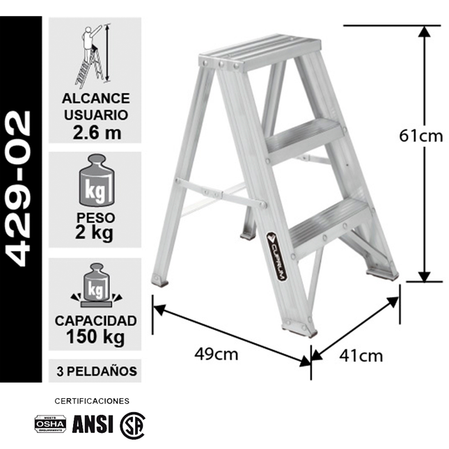 TABURETE ALUM ESC. 0.62 M (Modelo: 429-02)