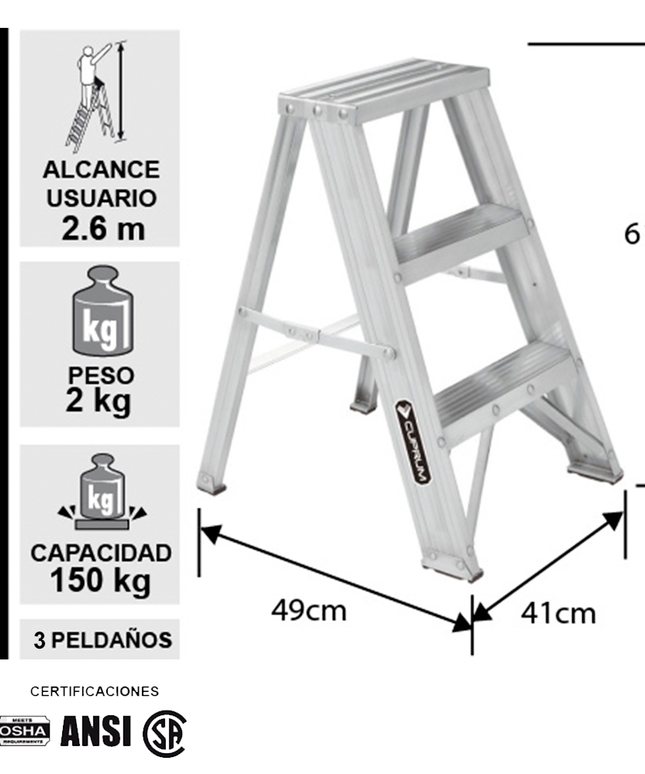 TABURETE ALUM ESC. 0.62 M (Modelo: 429-02)