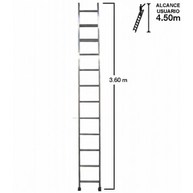 ESCALERA ALUMINIO RECTA SIMPLE 3.66 M. (Modelo: 440-12)