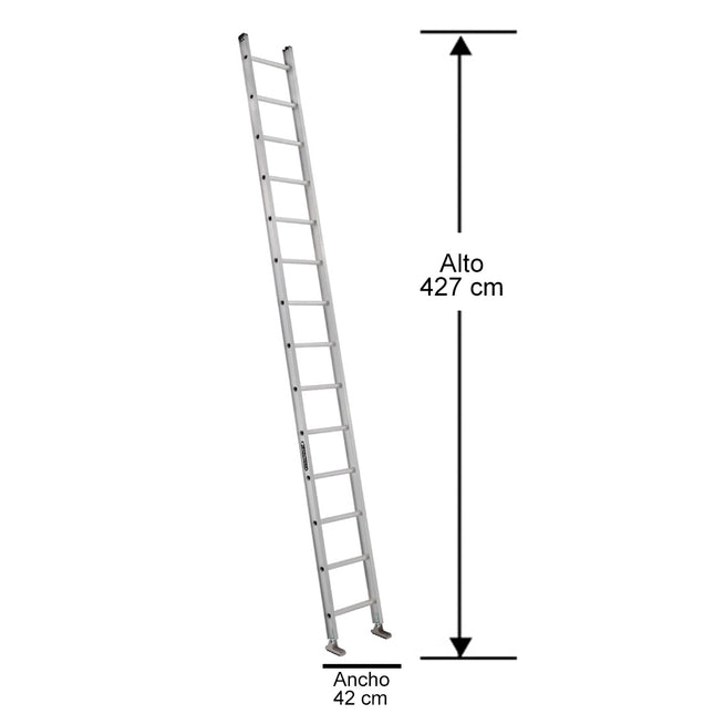 ESCALERA ALUMINIO RECTA SIMPLE 4.27 M. (Modelo: 440-14)