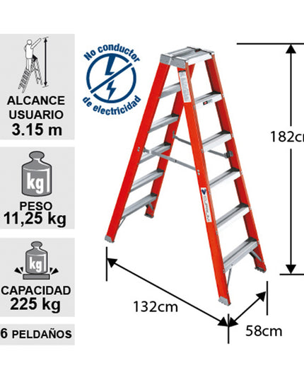 ESCALERA F. VIDRIO TIJERA DOBLE ACCESO 1  (Modelo: 530-06)