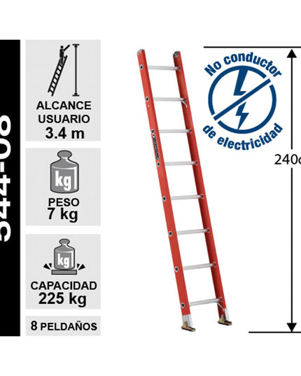 ESCALERA FIBRA RECTA 2.44 MTR (Modelo: 544-08)