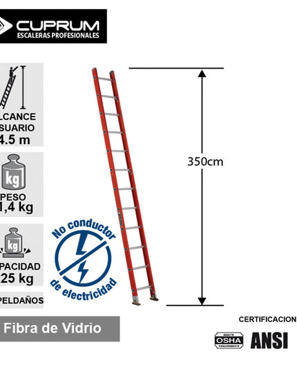 ESCALERA. F. VIDRIO RECTA SIMPLE 3.66 M. (Modelo: 544-12)