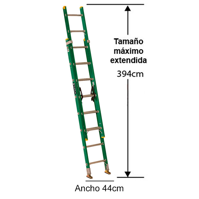 ESCALERA  F. VIDRIO TELESCOPICA  3.96 M. (Modelo: 618-16)