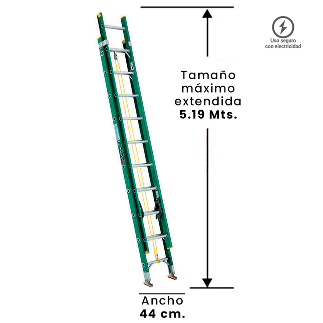 ESCALERA F. VIDRIO TELESC.  5.18 M. (Modelo: 618-20)