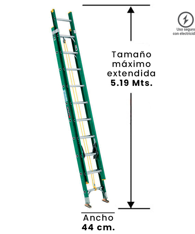 ESCALERA F. VIDRIO TELESC.  5.18 M. (Modelo: 618-20)
