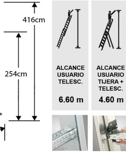 ESCALERA ALUMINIO TIJERA TEL.3 X 2.54 M. (Modelo:7309-007)