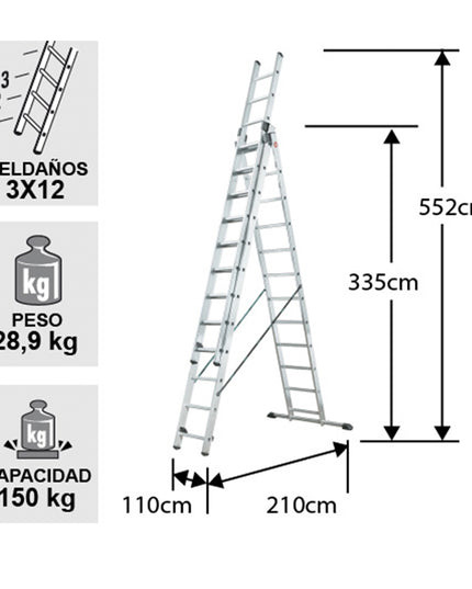 ESCALERA ALUMINIO TIJERA TEL.3 X 3.35 M. (Modelo:7312-007)