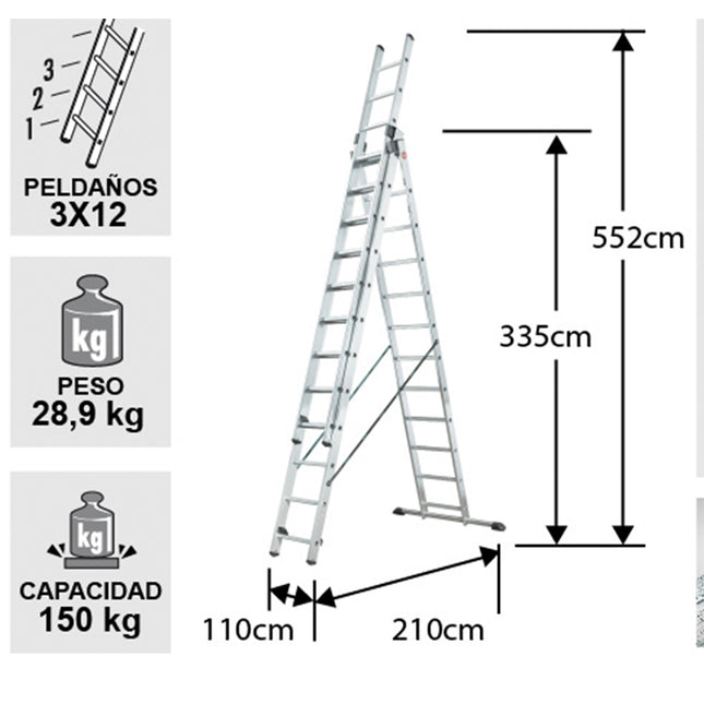 ESCALERA ALUMINIO TIJERA TEL.3 X 3.35 M. (Modelo:7312-007)