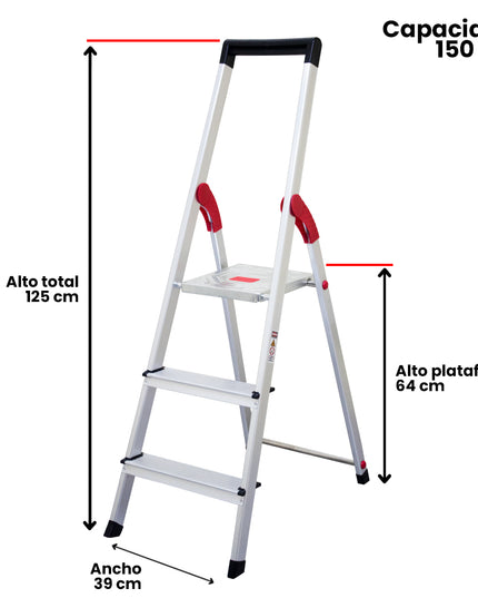 ESCALERA ALUM TIJERA PLATAFORMA 3 PELD (Modelo: 807-03)