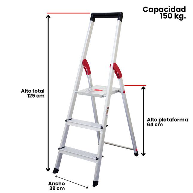 ESCALERA ALUM TIJERA PLATAFORMA 3 PELD (Modelo: 807-03)