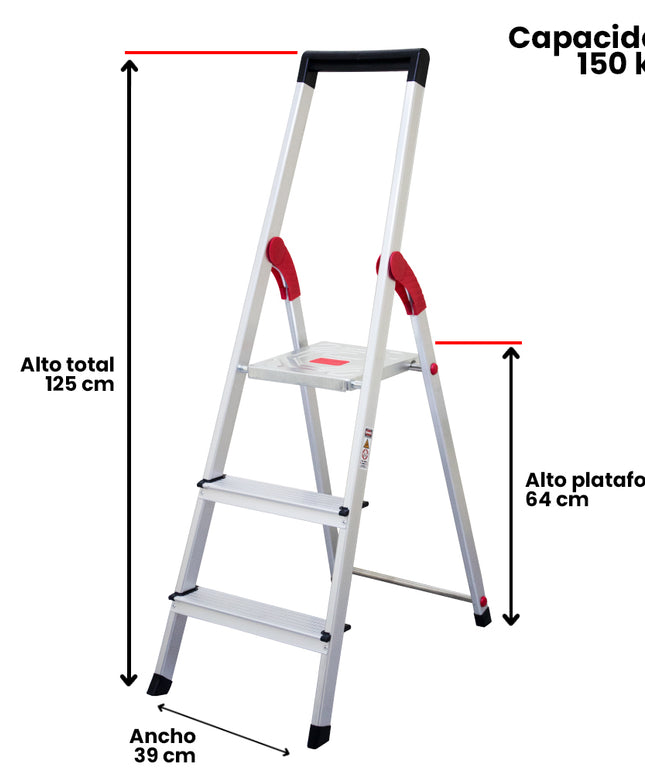 ESCALERA ALUM TIJERA PLATAFORMA 3 PELD (Modelo: 807-03)