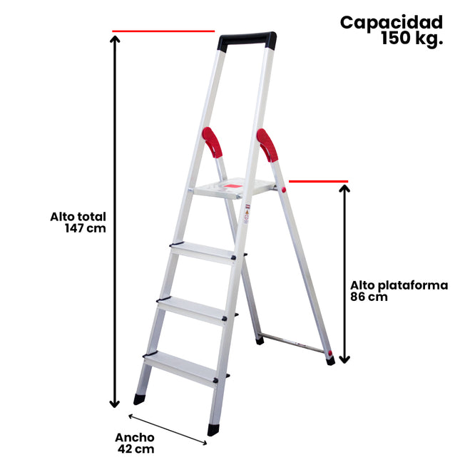 ESCALERA ALUM TIJERA PLATAFORMA 4 PELD (Modelo: 807-04)