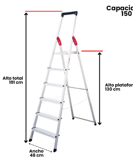 ESCALERA ALUM TIJERA PLATAFORMA 6 PELD (Modelo: 807-06)