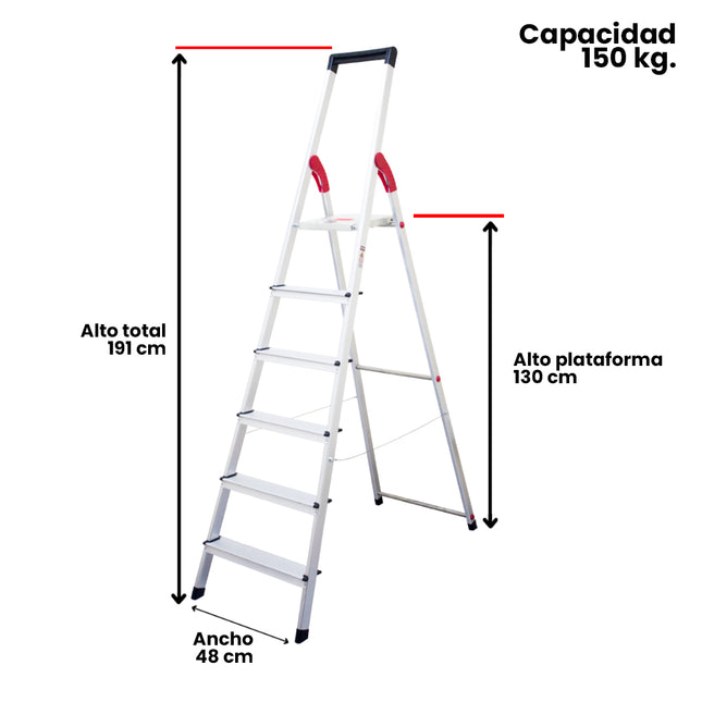 ESCALERA ALUM TIJERA PLATAFORMA 6 PELD (Modelo: 807-06)