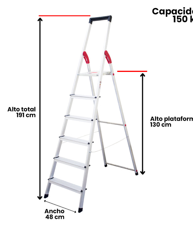 ESCALERA ALUM TIJERA PLATAFORMA 6 PELD (Modelo: 807-06)