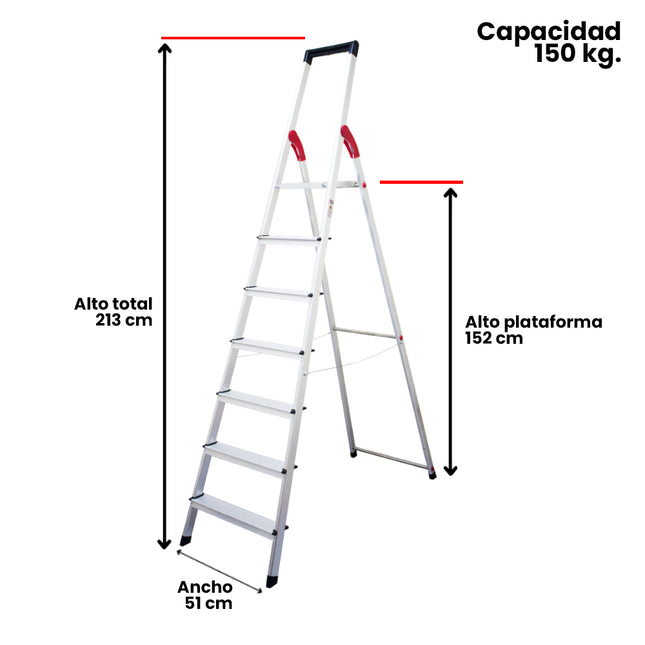 ESCALERA ALUM TIJERA PLATAFORMA 7 PELD (Modelo: 807-07)