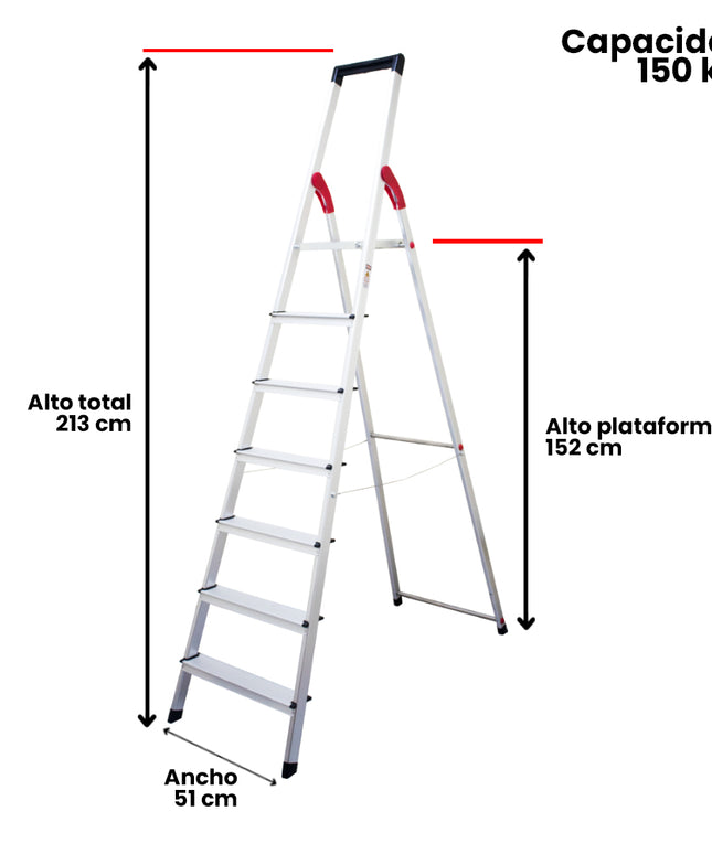 ESCALERA ALUM TIJERA PLATAFORMA 7 PELD (Modelo: 807-07)