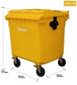 CONTENEDOR DE BASURA 1.100 LTS. AMARILLO (Modelo:AE-1100AM)