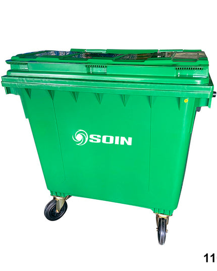 CONTENEDOR DE BASURA CON RUEDAS VERDE 1100 L (Modelo:AE-1100V)