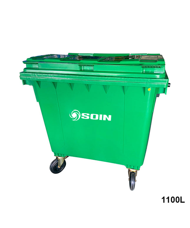 CONTENEDOR DE BASURA CON RUEDAS VERDE 1100 L (Modelo:AE-1100V)
