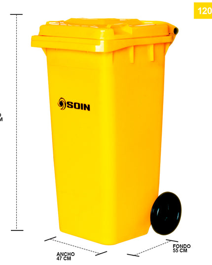 CONTENEDOR DE BASURA 120 LTS. AMARILLO (Modelo: AE-120AM)