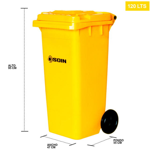 CONTENEDOR DE BASURA 120 LTS. AMARILLO (Modelo: AE-120AM)