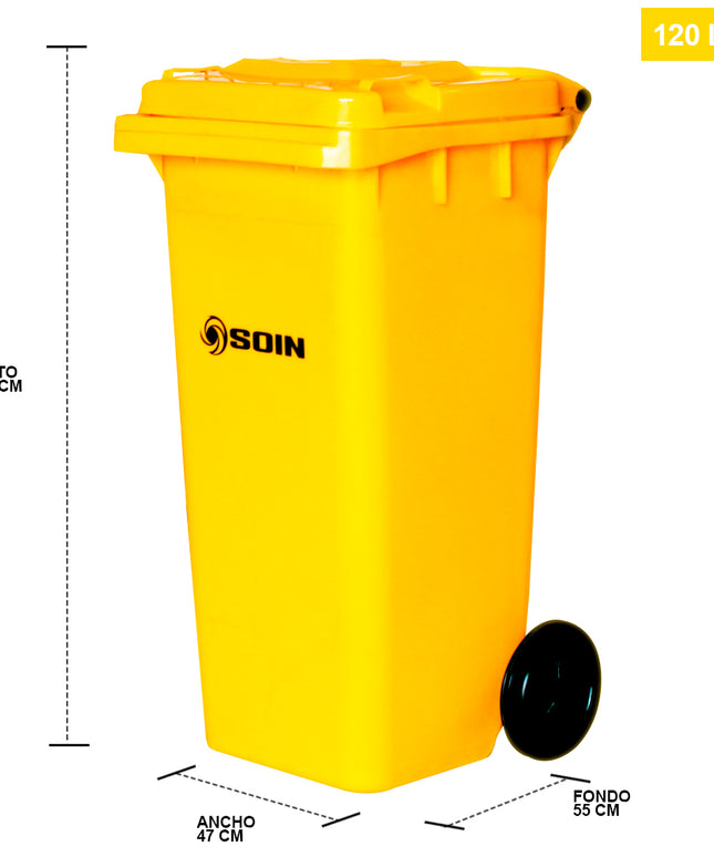 CONTENEDOR DE BASURA 120 LTS. AMARILLO (Modelo: AE-120AM)