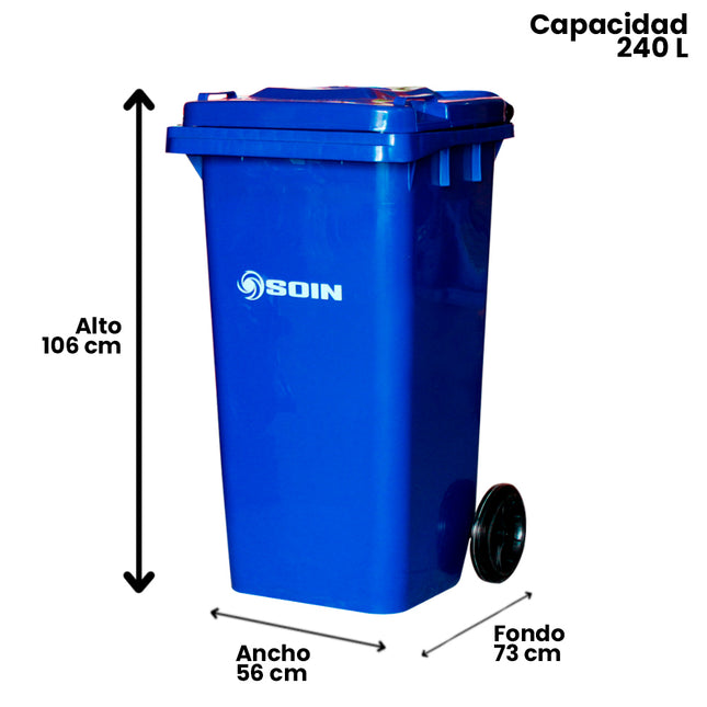 CONTENEDOR DE BASURA 240 LTS. AZUL (Modelo: AE-240A)