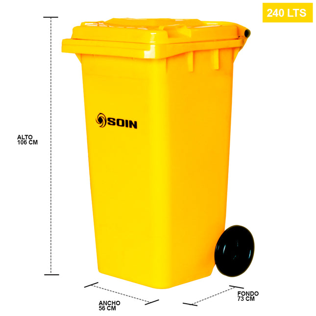 CONTENEDOR DE BASURA 240 LTS. AMARILLO (Modelo: AE-240AM)