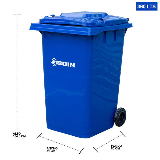 CONTENEDOR DE BASURA 360 LTS. AZUL (Modelo: AE-360A)