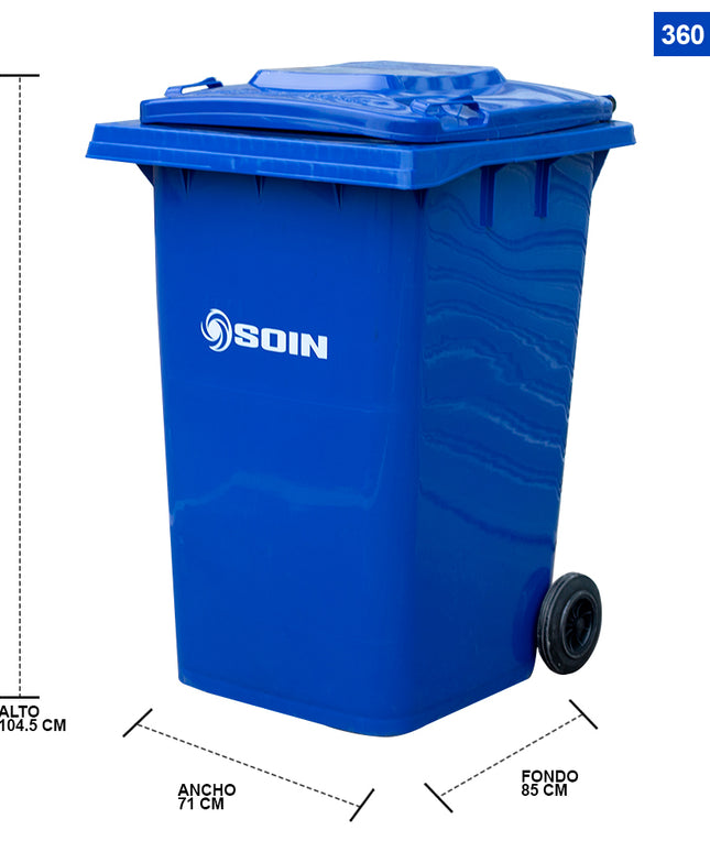 CONTENEDOR DE BASURA 360 LTS. AZUL (Modelo: AE-360A)