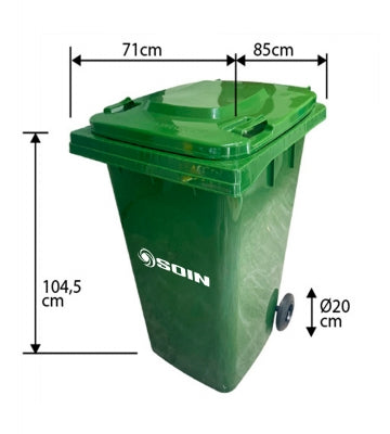 CONTENEDOR DE BASURA 360 LTS. VERDE (Modelo: AE-360V)