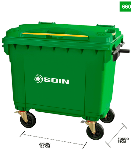 CONTENEDOR DE BASURA 660 LTS. VERDE (Modelo: AE-660V)