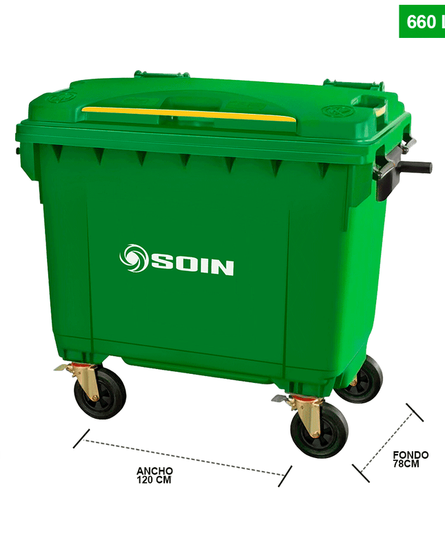 CONTENEDOR DE BASURA 660 LTS. VERDE (Modelo: AE-660V)