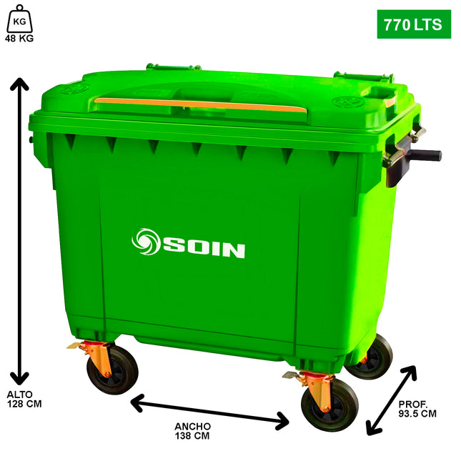 CONTENEDOR DE BASURA 770 LTS. VERDE (Modelo: AE-770V)