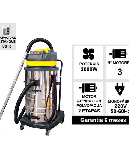 ASPIRADORA POLVO/AGUA 80 LTS SOIN (Modelo: AS-80T)