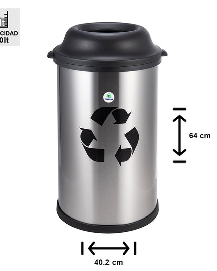 BASURERO ACERO INOX SOIN 50 LITROS ABIERTO (Modelo: BIN-50A)