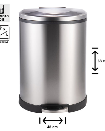 BASURERO ACERO INOX SOIN 50 LITROS  (Modelo: BIN-50)