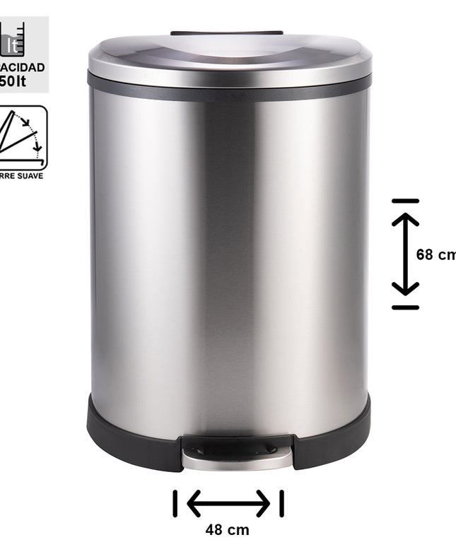 BASURERO ACERO INOX SOIN 50 LITROS  (Modelo: BIN-50)