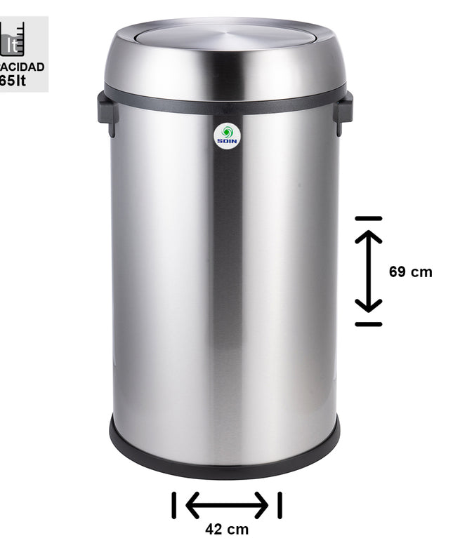 BASURERO ACERO INOX SOIN 65 LITROS VAIVEN (Modelo: BIN-65A)
